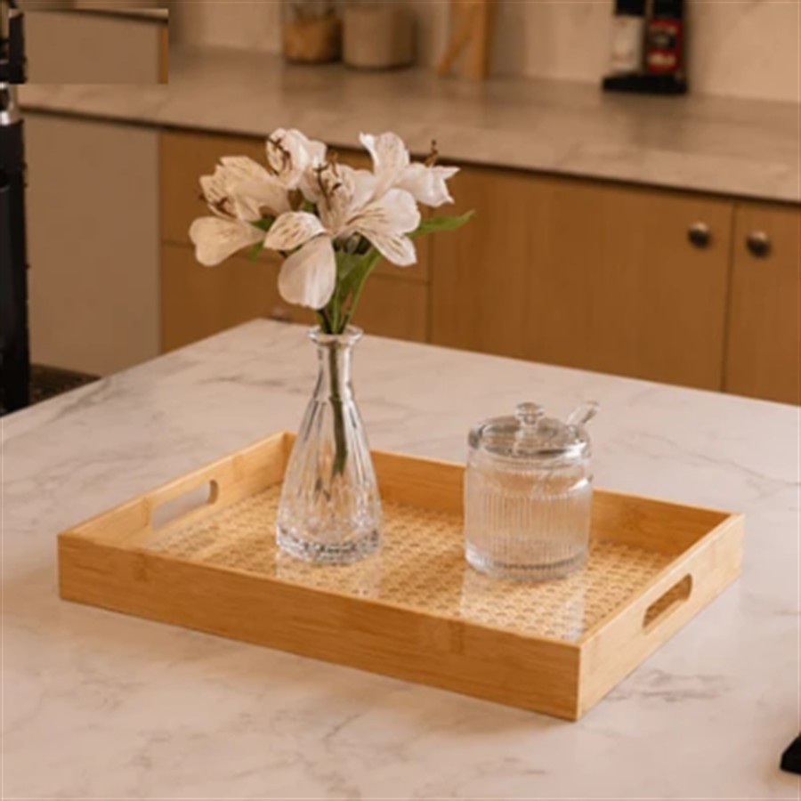 Bandeja de Bambu com Fundo Trelica 39cm