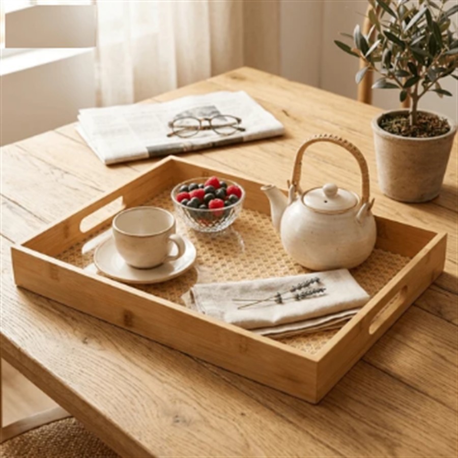 Bandeja de Bambu com Fundo Trelica 48cm